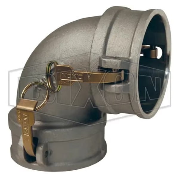 90Deg Cam and Groove Elbow, 6 in, Female Coupler, Aluminum, Domestic