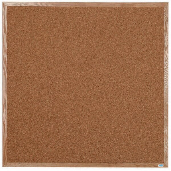 Natural Pebble Grain Cork Bulletin Board Oak Frame 48"x48"