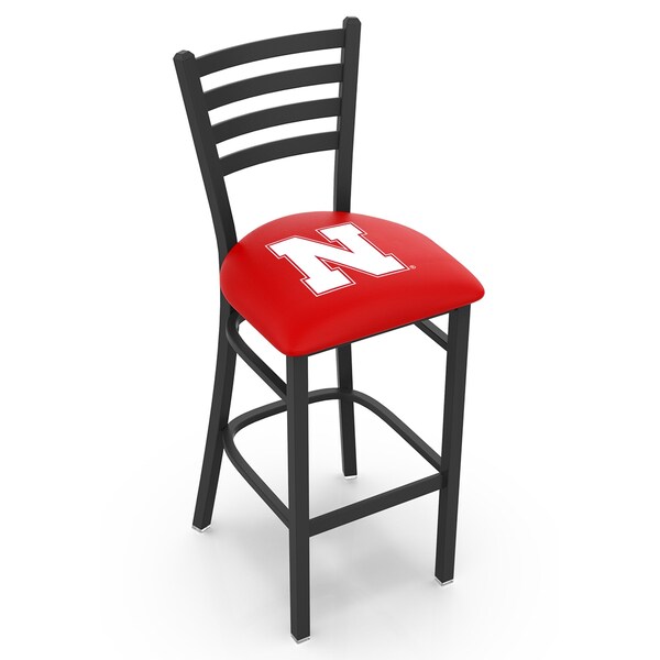 25" Blk Wrinkle Nebraska Stationary Counter Stool, Ladder Back