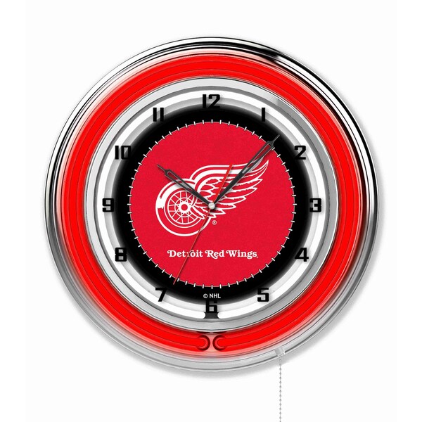 Detroit Red Wings Double Neon 19" Clock, NHL