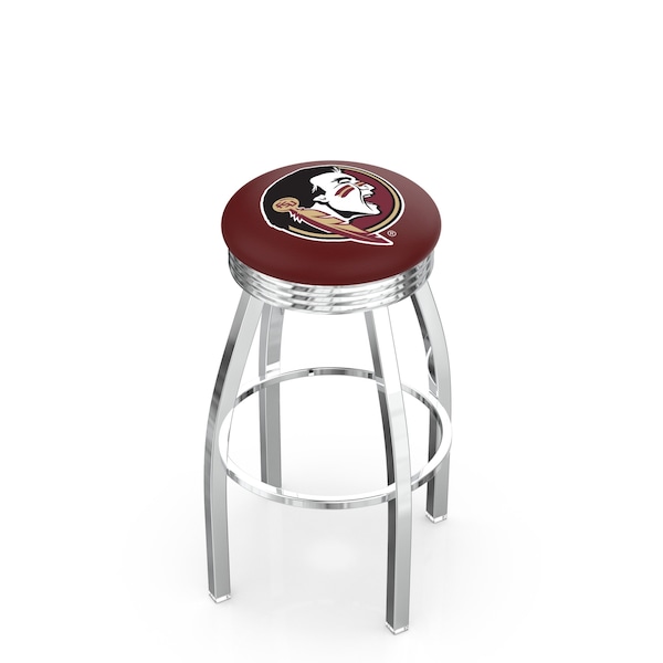 25" Chrome Florida State (Head) Swivel Bar Stool, Accent Ring