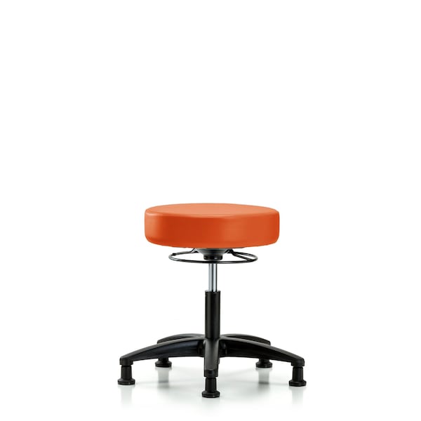 Desk Stool, Vinyl, Glides, Orange
