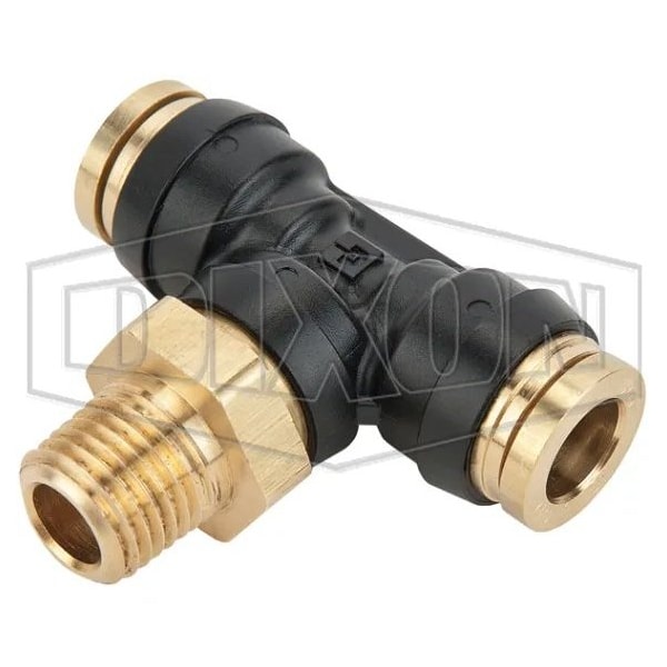 Legris by  Push-In Branch Tee, 3/8 x 1/4 in Nominal, MNPT x Tube, 250 psi Pressure, Composite, Domes