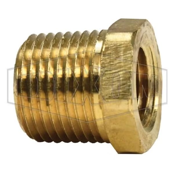 Hex Head Reducer Bushing, 1/2 x 3/8 in Nominal, MNPT x FNPT End Style, Brass