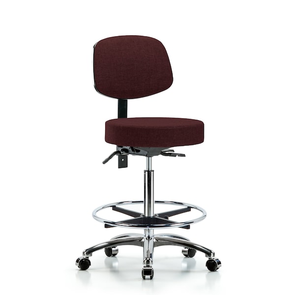 Bench Stool, Hi, Fab, Bk Chrome, CF, Cast, Bur