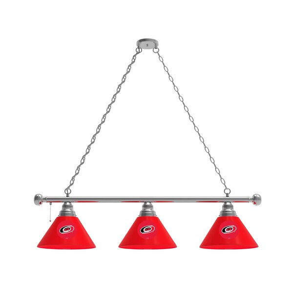 Carolina Hurricanes 3 Shade Billiard Light, Chrome Fixture