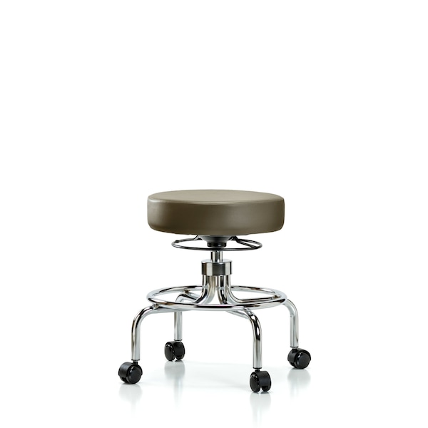 Vinyl Screw-Lift Stool, Med Bench, Casters, Taupe