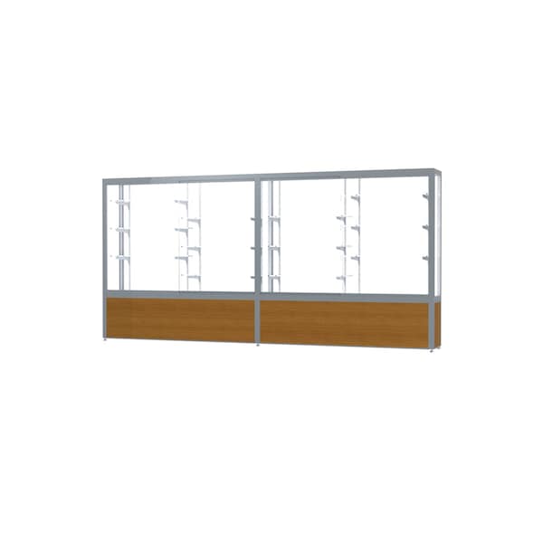 Display Case White 144x66x16, Satin, LtOak