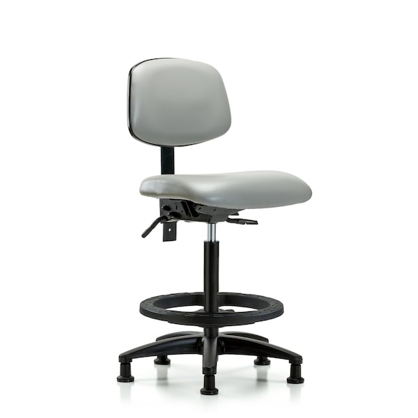 High Bench Chair Desk Chair, Vinyl, Chr Tilt AA Casters, Oat, No Arms, 26" to 35" Height, Vinyl, Dove