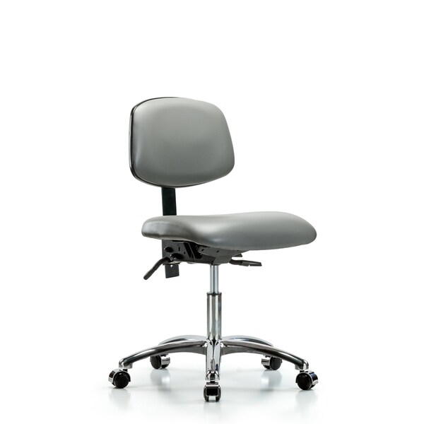 Vinyl Chair Chrome, Desk, Casters, Sterling
