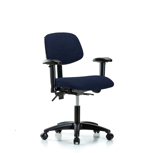 Desk Chair Desk Chair, Fabric, AA Casters, Nav, Adjustable Arms, 19" to 24" Height, Fabric, Dark Blue