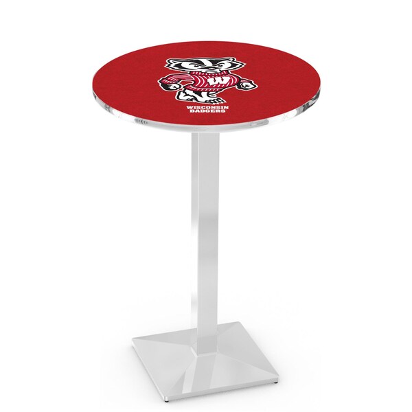 42" Chrome Wisconsin "Badger" Pub Table, 36" dia. Top