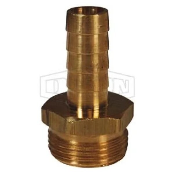 Short Shank Hose Coupling, 1/2 x 3/4 in Nominal, Hose x Male NPSM End Style, Brass