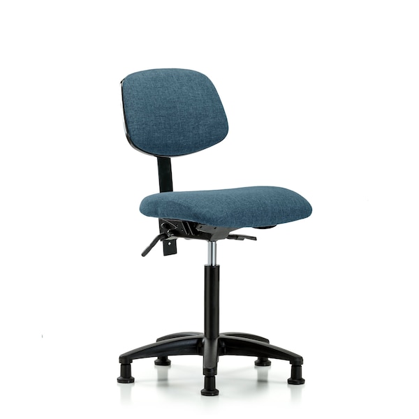Chair, Fabric, Med Bench, Glides, Blu, No Arms, 22" to 29" Height, Blue