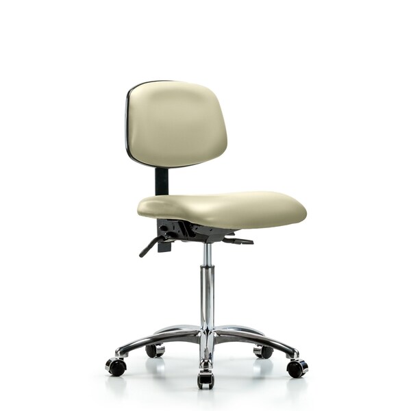 Chair, Vin, Med Bench, Chr Tilt Casters, Wht, No Arms, 22" to 29" Height, Adobe White