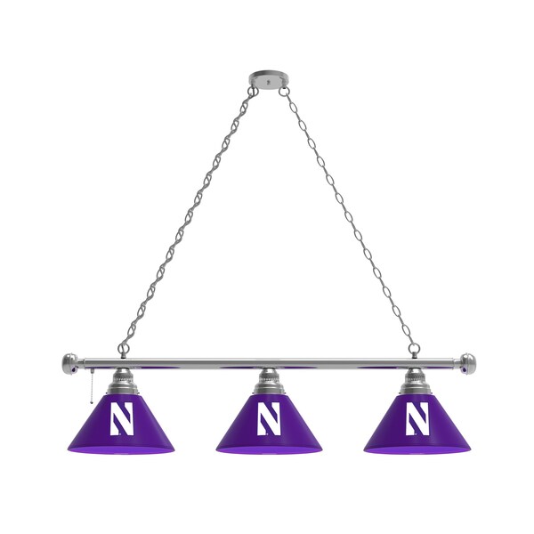 Northwestern 3 Shade Billiard Light, Chrome Fixture