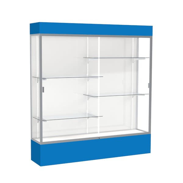 Lighted Floor Display Case 72x80x16, White, Satin