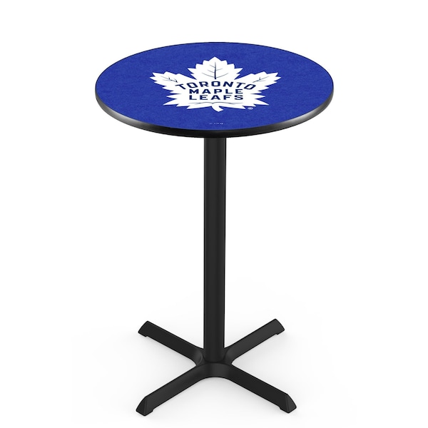 42" Blk Wrinkle Toronto Maple Leafs Pub Table, 36" dia. Top