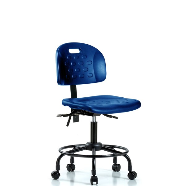 Poly Chair, Round Tube Base, Desk, Casters, Blue
