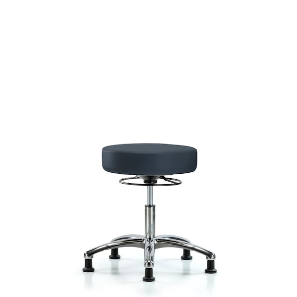 Desk Stool, Vinyl, Chrome, Glides, Nav