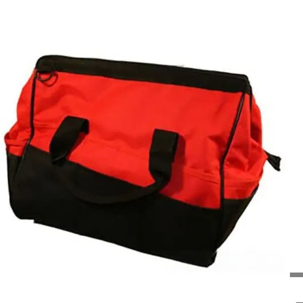 Tool Bag, Zippered Tool Bag: R/Blk 11X15, Red/Black
