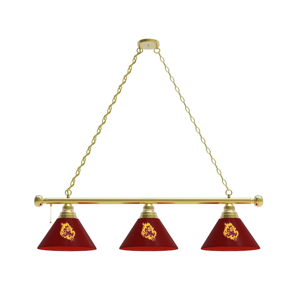 Arizona State 3 Shade Billiard Light, Brass Fixture, Sparky Logo