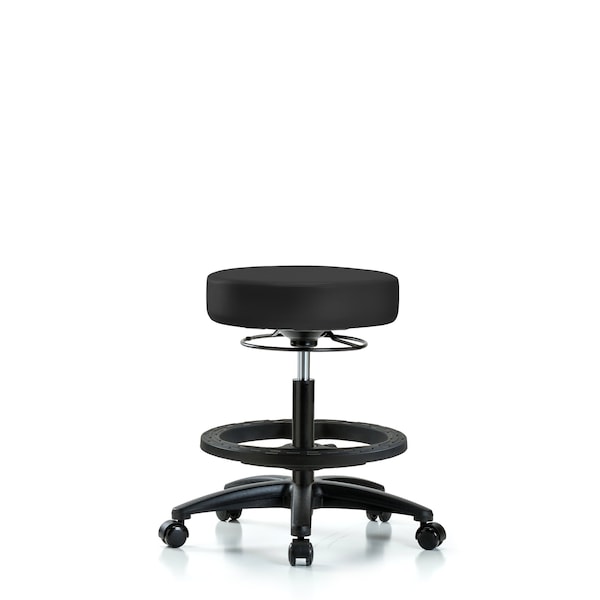 Bench Stool, Med, Vinyl, BF, Casters, Gry