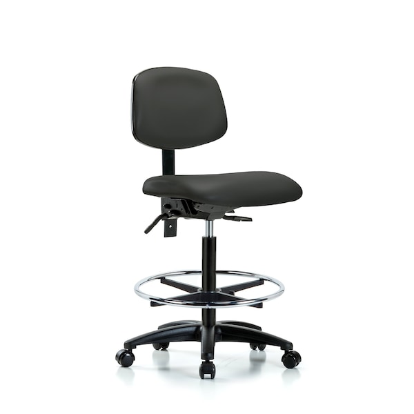 High Bench Chair Desk Chair, Fabric, Chrome AA Glides, Blu, No Arms, 26" to 35" Height, Fabric