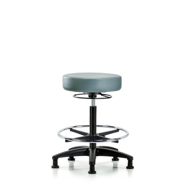 Vinyl Stool, High Bench, Foot Ring, Glides, Storm