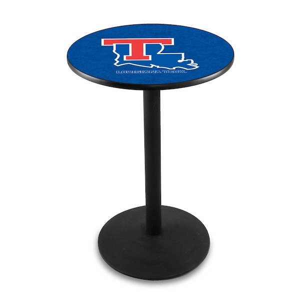 42" Blk Wrinkle Louisiana Tech Pub Table, 36" dia. Top