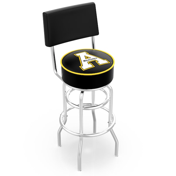 25" Chrome 2-Ring Appalachian State Swivel Bar Stool, Back