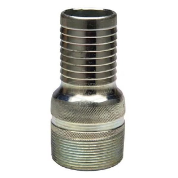 Jump Size King Combination Nipple, 2 x 1-3/4 in NPT x Hose Shank, Carbon Steel, Zinc Plated, Domest