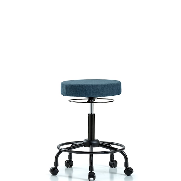 Bench Stool, Med, Fabric, RT, Casters, Blu