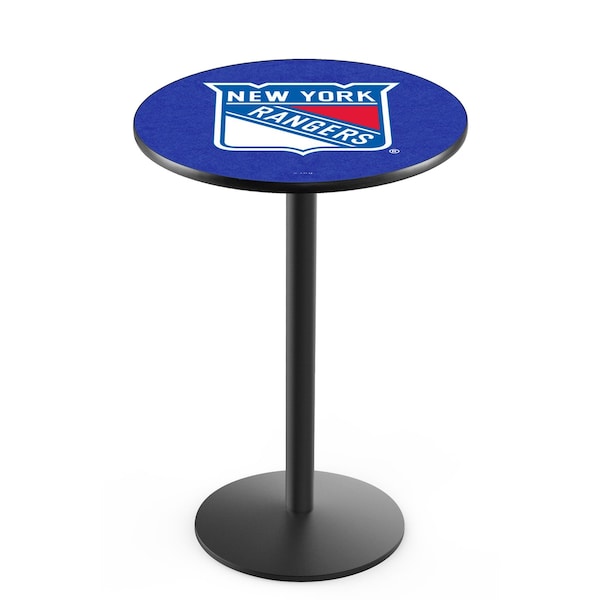 42" Blk Wrinkle New York Rangers Pub Table, 36" dia. Top
