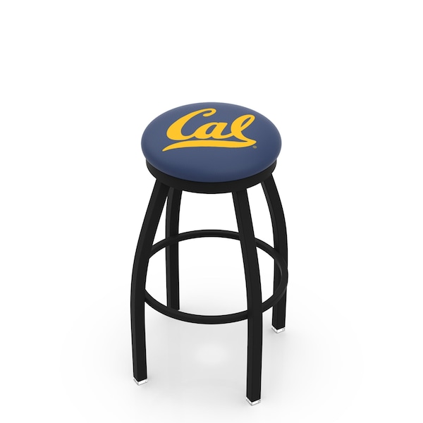 25" Blk Wrinkle Cal Swivel Bar Stool, Accent Ring