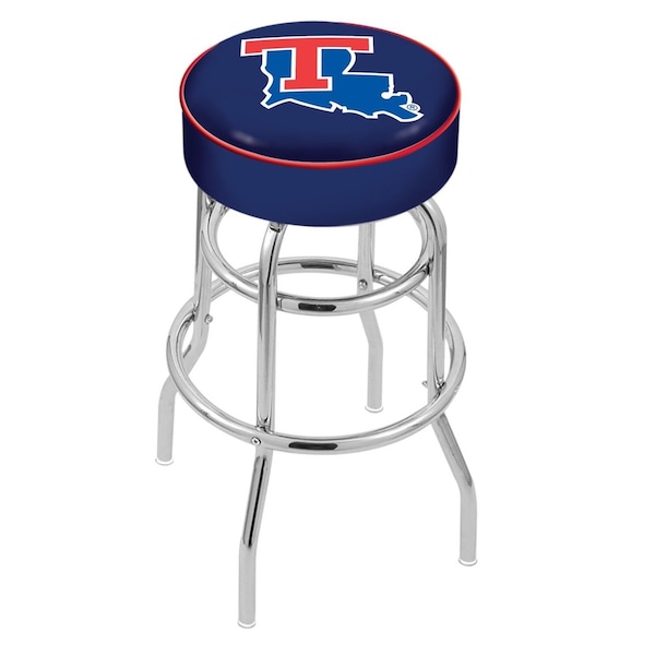 25" Louisiana Tech Cushion Seat, 2-Ring Chrome Swivel Bar Stool