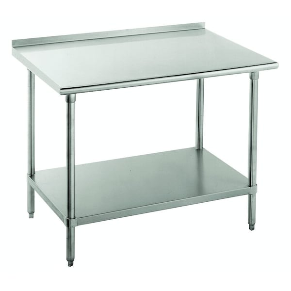 Work Table 96 in.W x 30 in.D 16 gauge 430 stainless steel top with 1-1/2 in.H rear up-turn