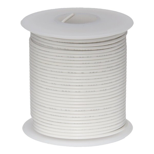 28 AWG Gauge UL1061 Stranded Hook Up Wire, 300V, 0035 Diameter, White, 25 ft Length