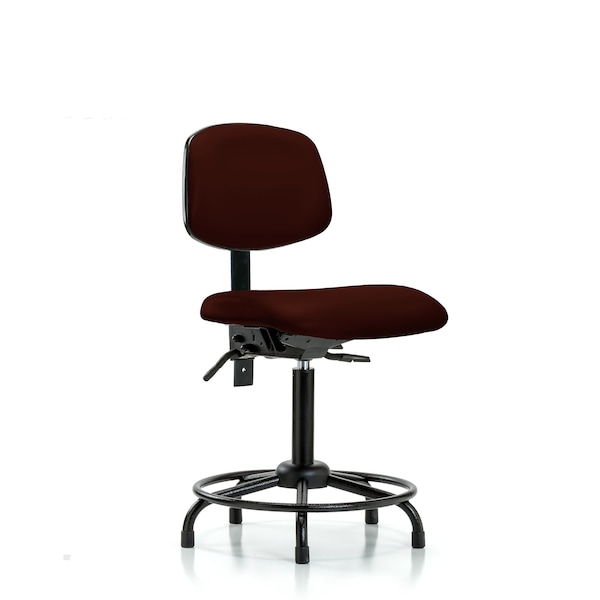 Bench Chair, Vinyl, RT Tilt, Gld, Burg, No Arms, 22" to 29" Height, Burgundy