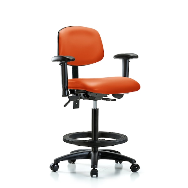 Chair, Fabric, Med Bench, CF Glides, Bur, 6-Way Adjustable, 26" to 35" Height, Orange Kist