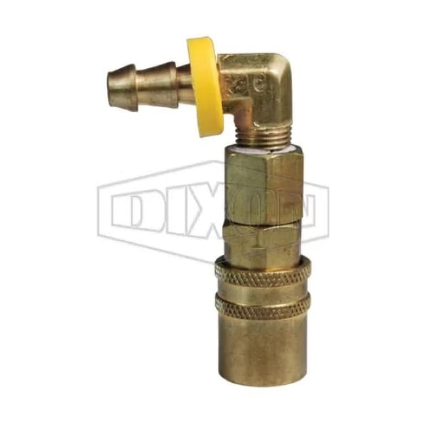 DQC CM Industrial Mold Interchange Valved Coupler, 3/8 in Nominal, Push-Loc Barb, Brass