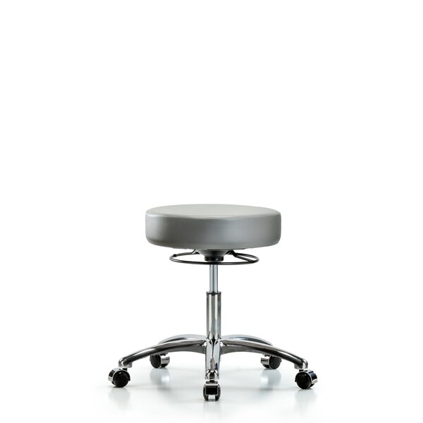 Vinyl Stool, Chrome, Desk, Casters, Sterling