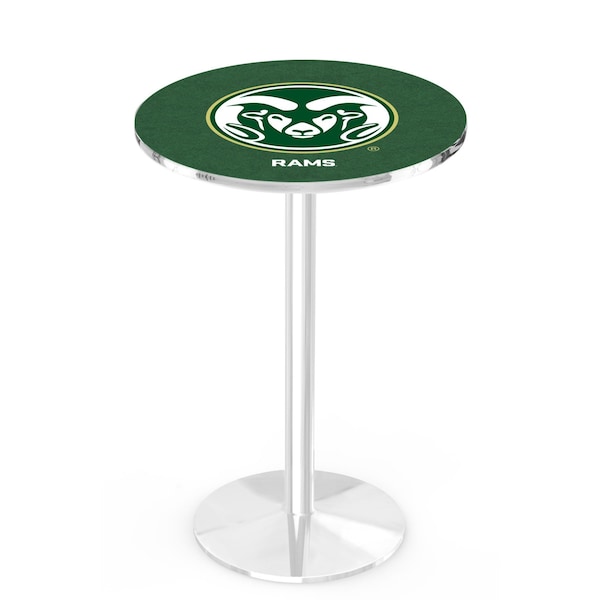 42" Chrome Colorado State Pub Table, 36" dia. Top