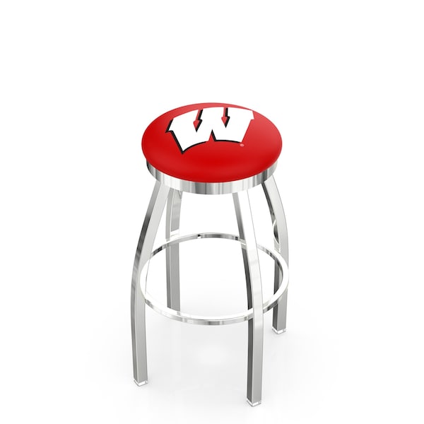 25" Chrome Wisconsin "W" Swivel Bar Stool, Accent Ring