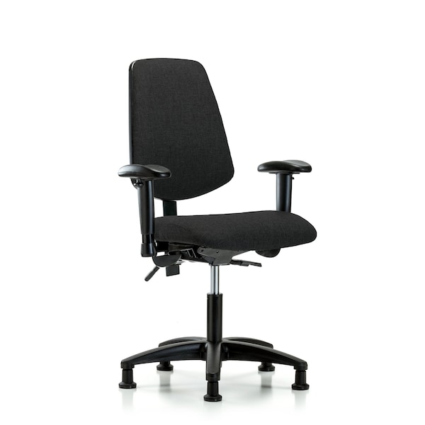 Desk Chair Fab Desk Chair, Med, Bk, AA, Glides, Blk, Adjustable Arms, 19" to 24" Height, Fabric, Black