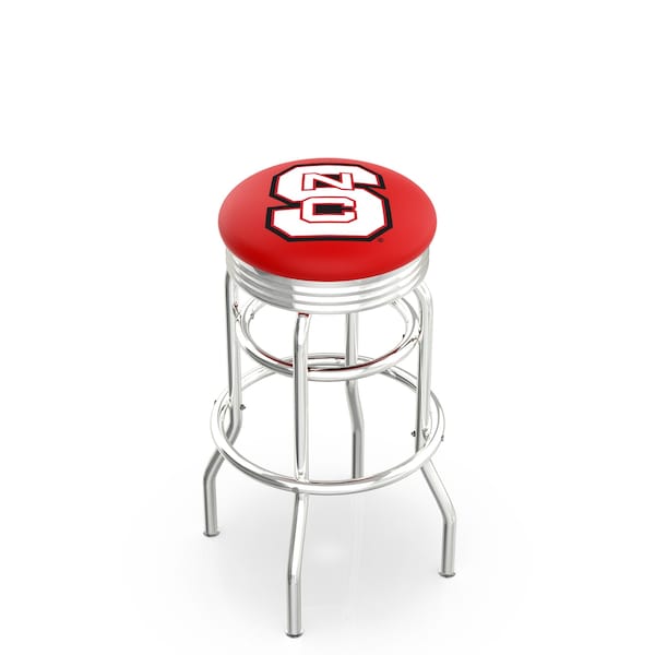 25" Chrome 2-Ring North Carolina State Swivel Bar Stool, Accent Ring