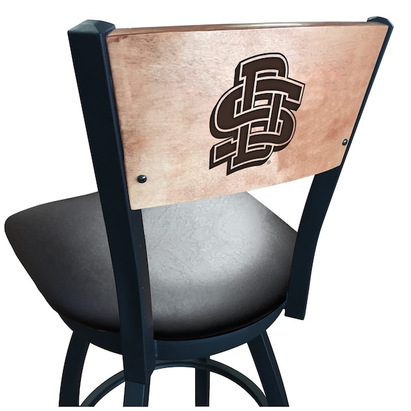 25" Blk Wrinkle South Dakota State Swivel Bar Stool, Engraved Back
