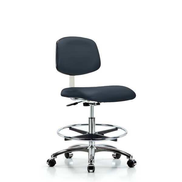 Clean Room Chair Med Ben Chair, Vin, Chrm, CF, Cast, Nvy, CL10, 22" to 29" Height, Vinyl, Imperial Blue