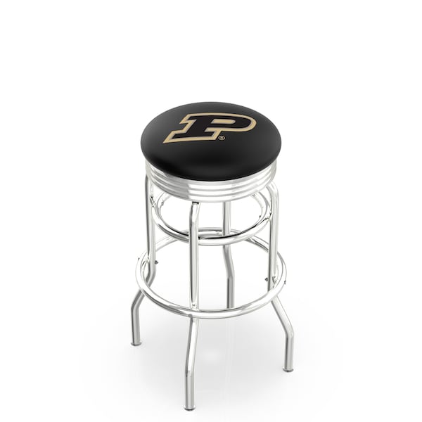 25" Chrome 2-Ring Pitt Swivel Bar Stool, Back