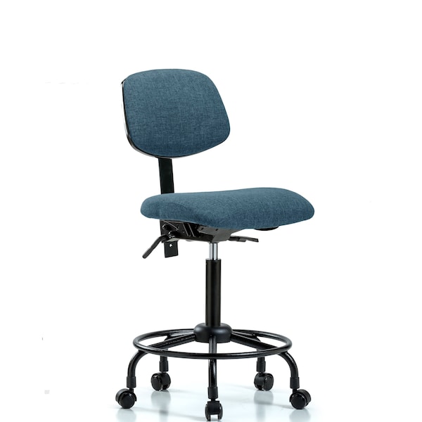 Chair, Fab, Med Bench, RT Tilt Casters, Blu, No Arms, 24" to 31" Height, Blue